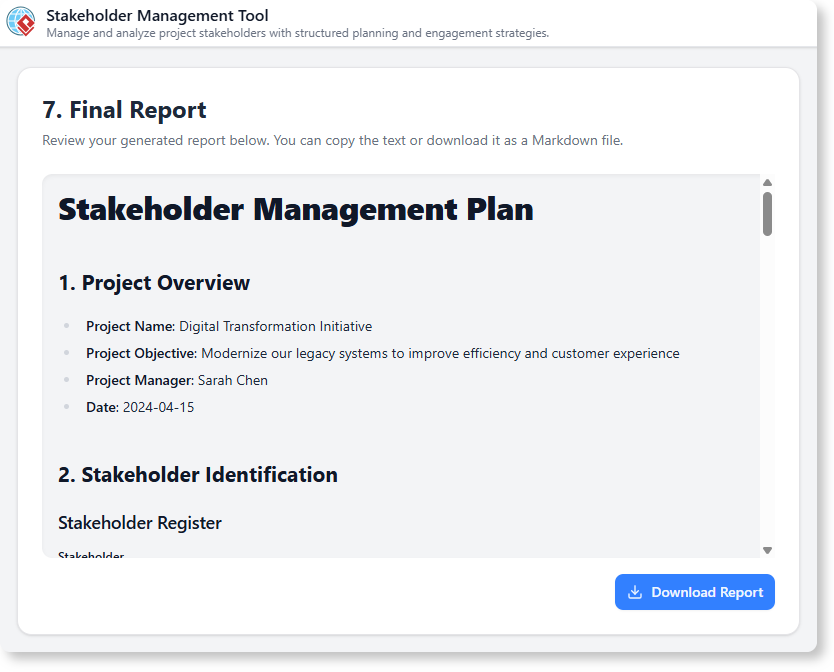 Beherrschen Sie die Stakeholder-Engagement mit unserem kostenlosen AI-Stakeholder-Management-Tool