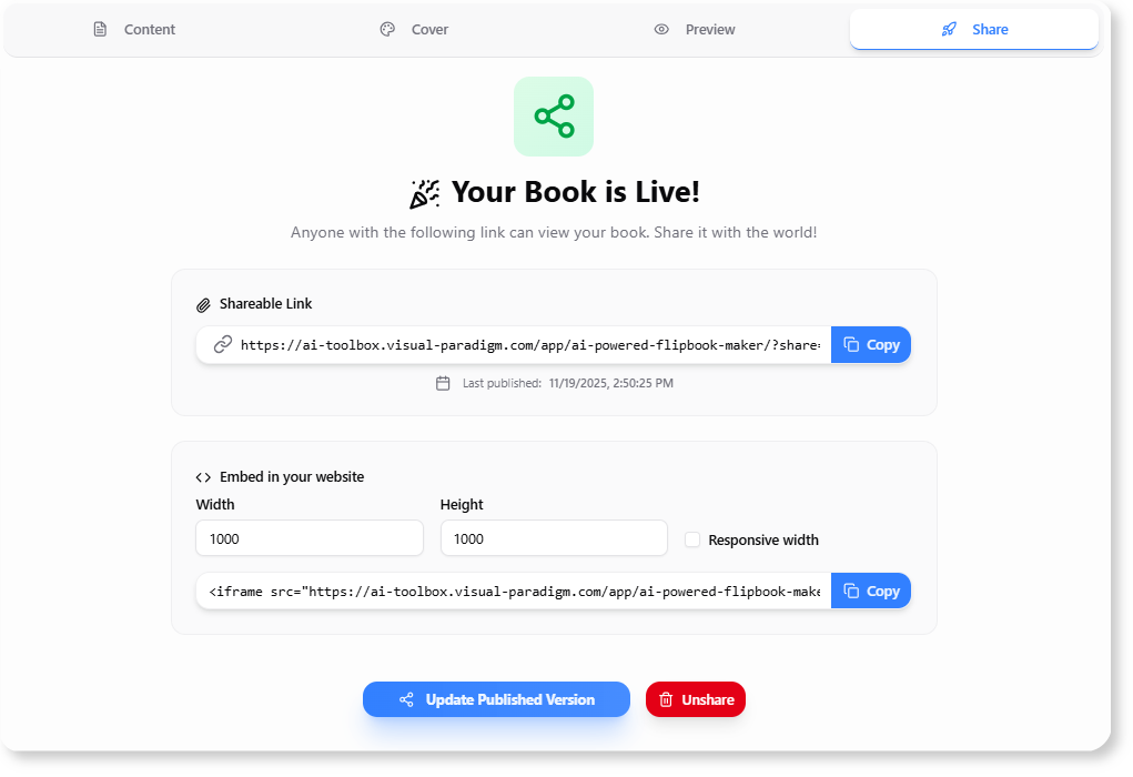Sisipkan Flipbook ke Situs Web Anda