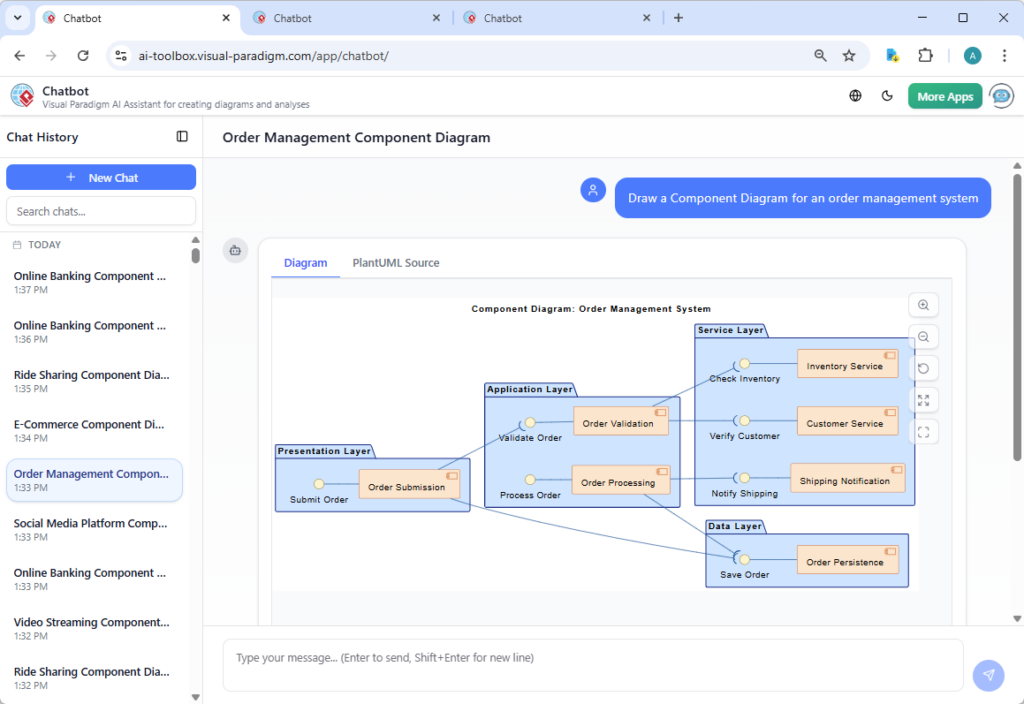 Peningkatan Utama pada Generasi Diagram Komponen UML AI di Visual Paradigm AI Chatbot