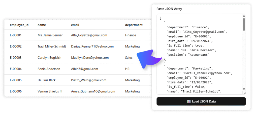 Instantly Create and Manage Data with Our AI JSON CRUD Table Maker