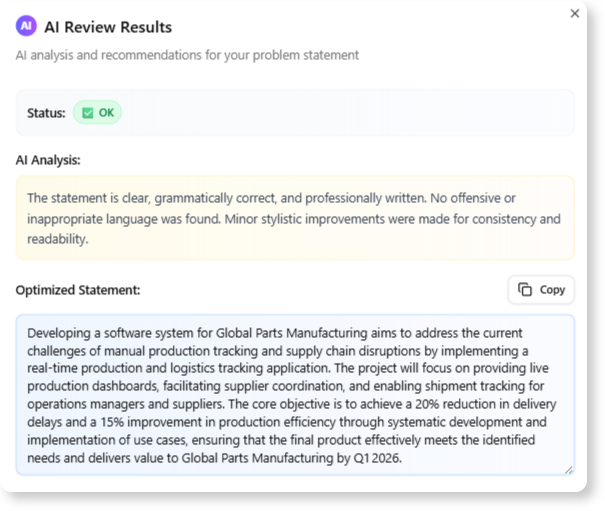 Review the edited problem description with AI