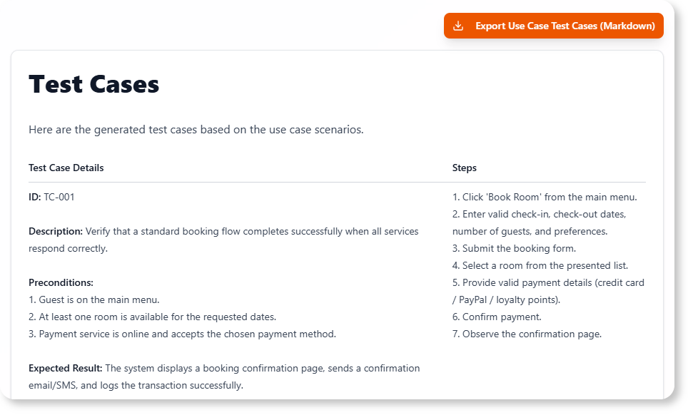 Generate Scenarios and Test Cases from Your Use Case Diagrams with Our Free AI Tool