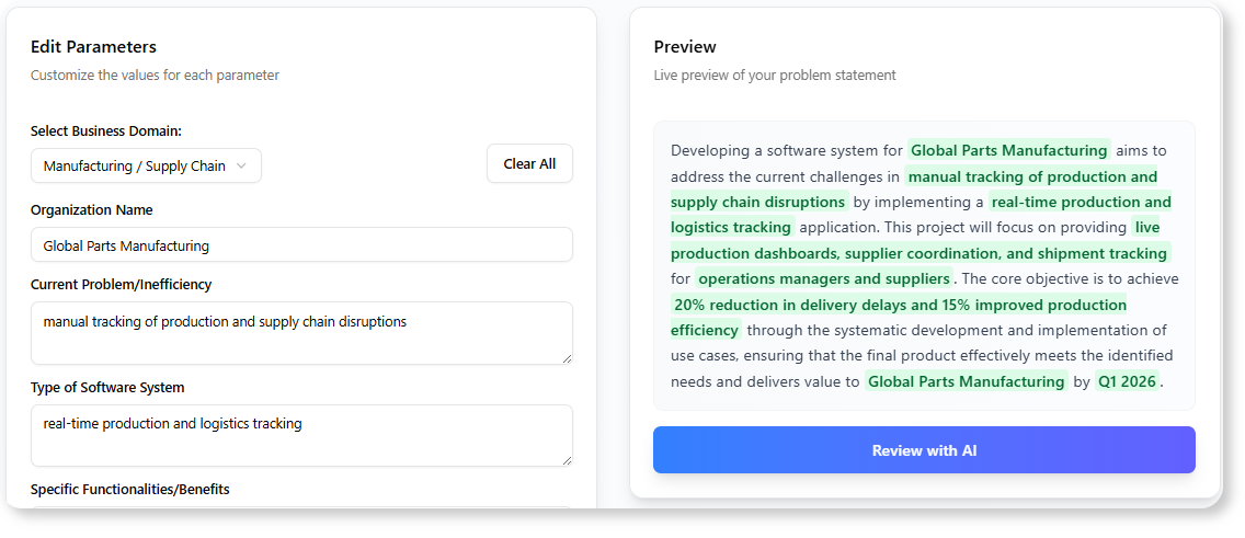 customize the problem description template