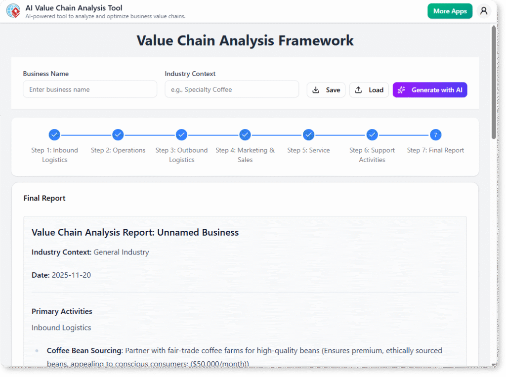 Optimize Your Business with Our Free AI Value Chain Analysis Tool