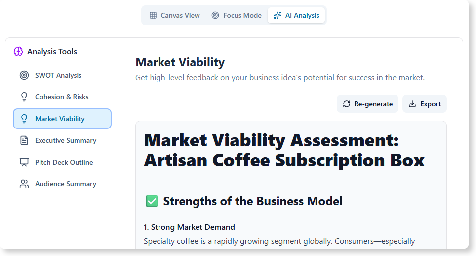 Generate different AI insights in the canvas in order to have further analysis of the data.