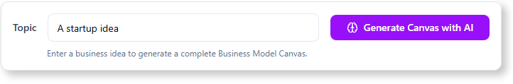 Start building the canvas by suggesting a topic