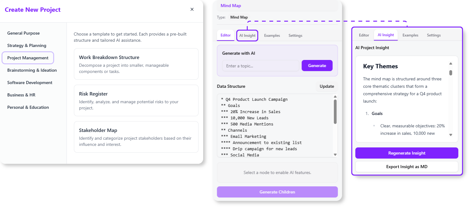 main features in the online AI Tree Diagram Maker