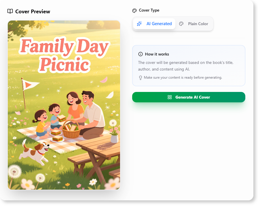 Generate cover of the book with AI according to the book content.