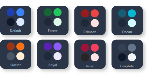 Different color themes are provided to fit your brand.