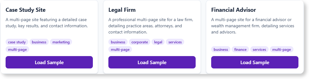 Different templates are provided for us to start the website building easily.