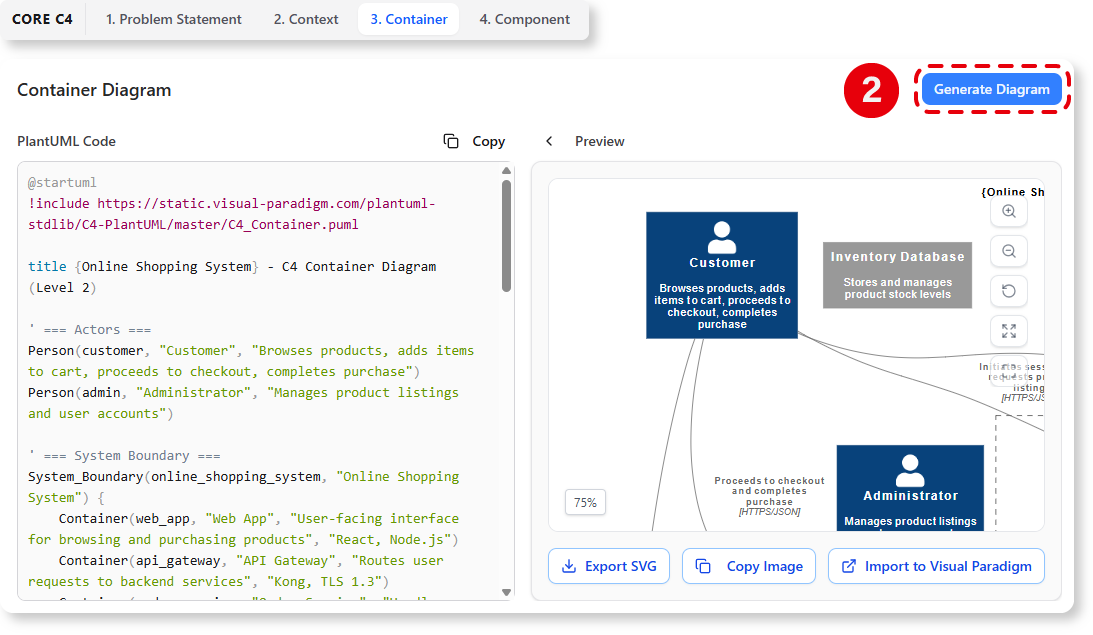 Select the C4 model we need and generate with AI