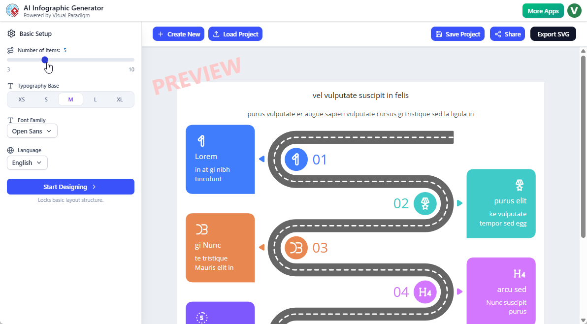 Editing the infographic's setting in Visual Paradigm's AI Powered Infographic Generator