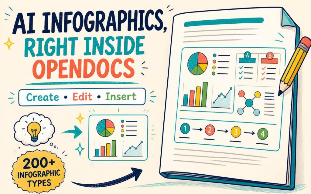 Dê vida às suas páginas OpenDocs com infográficos editáveis e impulsionados por IA