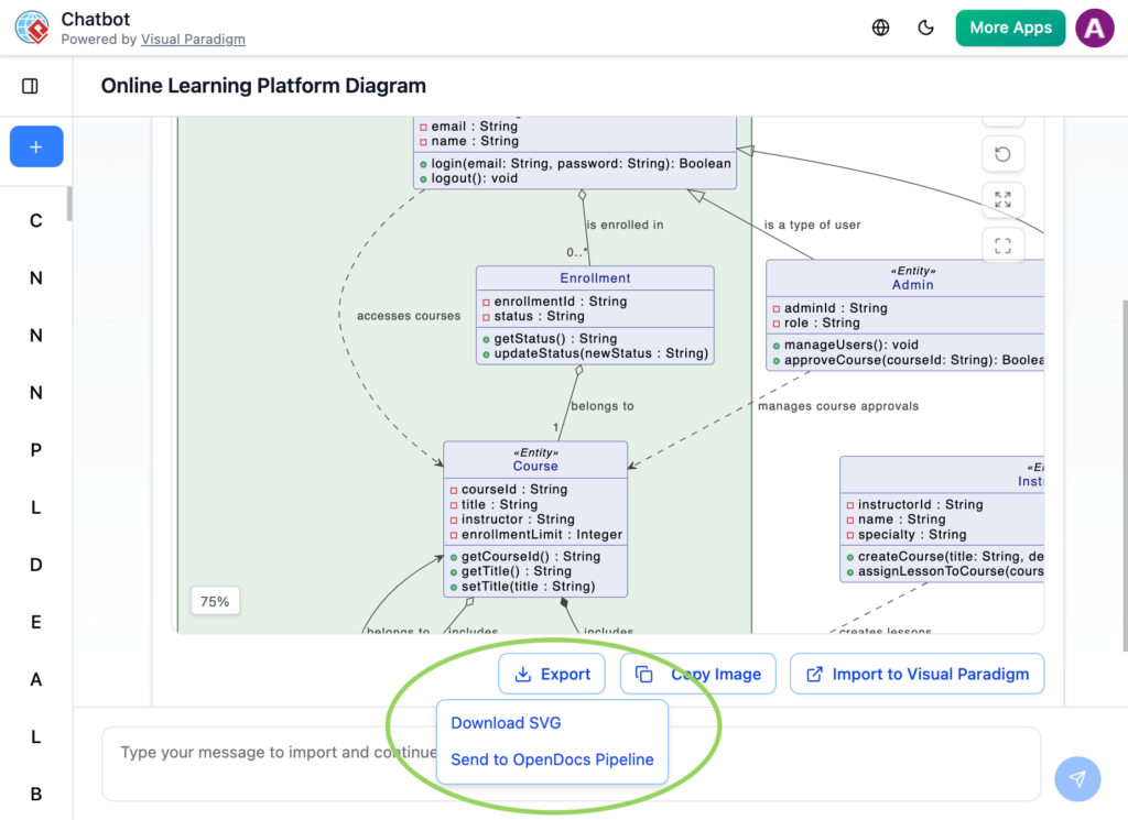 新功能提醒：直接從 Visual Paradigm AI Chatbot 發送圖表至 OpenDocs！