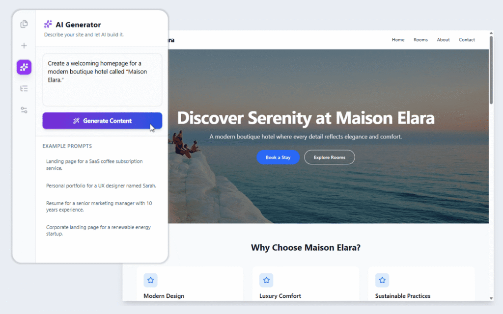 Giới thiệu Công cụ xây dựng website được tích hợp AI: Tạo các website ấn tượng chỉ trong vài phút