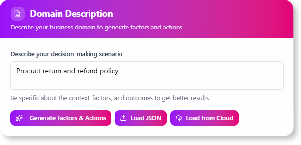 Decision Table Generator - Describe Your Domain