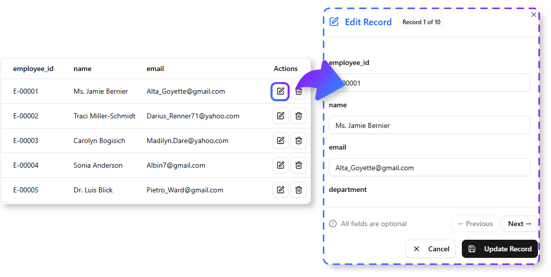 Edit the JSON as a table easily in the online tool.