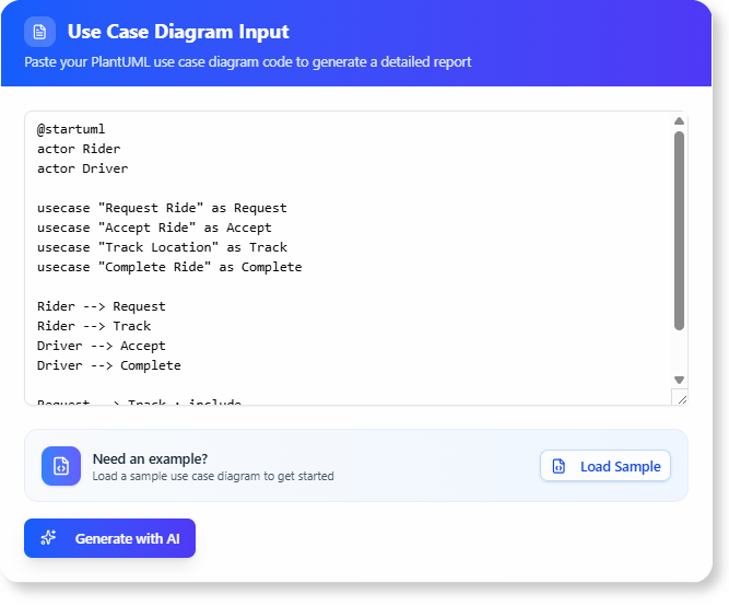 Generate the diagram with AI from the PlantUML.