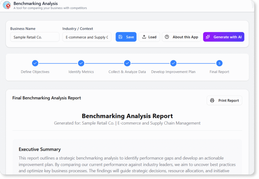 Start using the Benchmarking Analysis