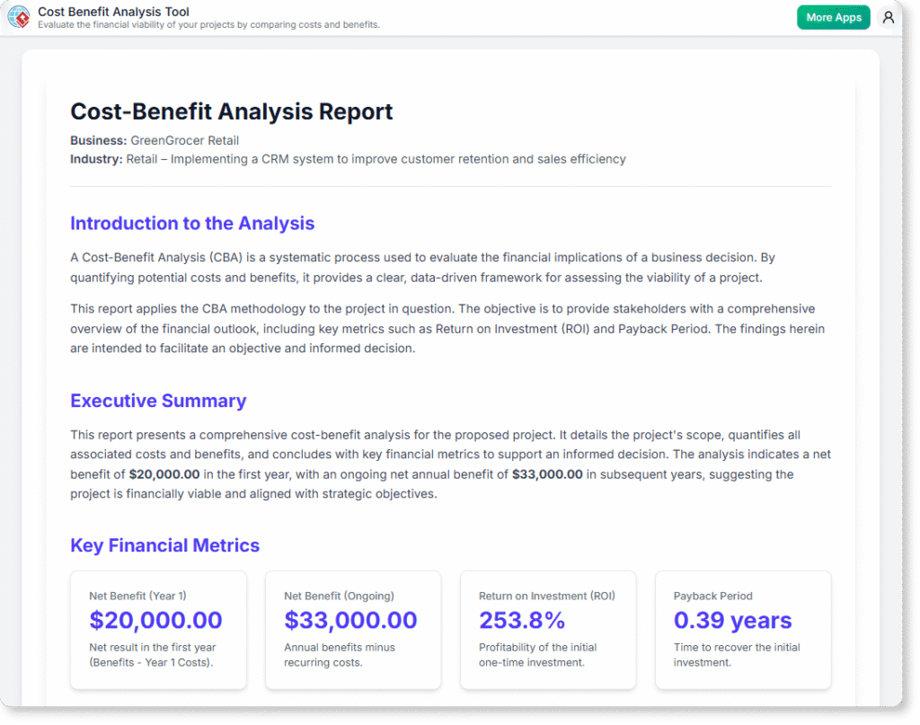 Report generated by Cost-Benefit Analysis Tool.