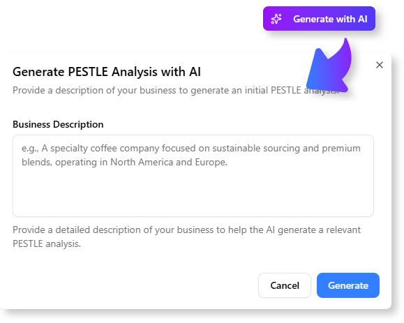 Generate the PESTLE with AI.