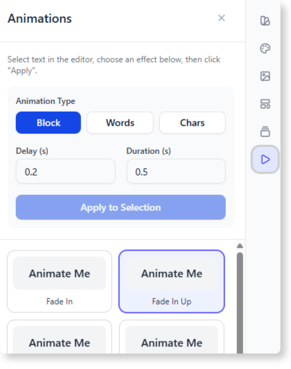 animation effects can be added to the presentation.
