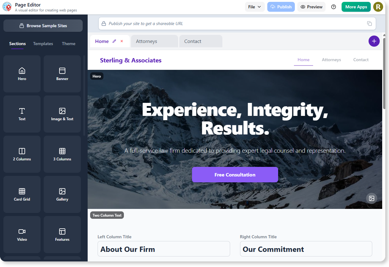 Create page easily with the support of AI power.