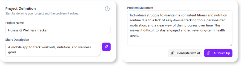 Generate problem statement with simple project name and short description.