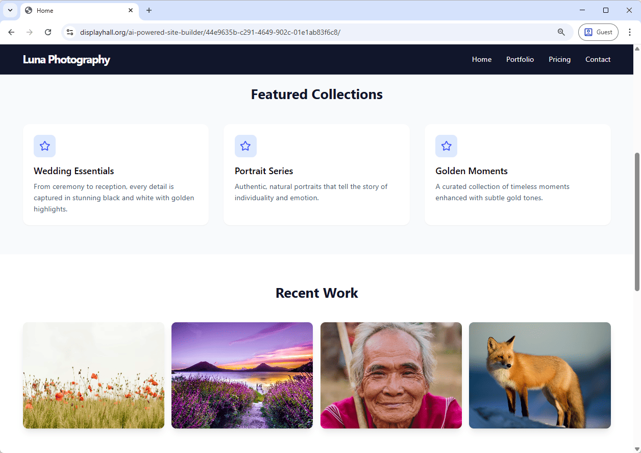 ai-powered-website-generator-example-site-screenshot-featured-collectionrs Screenshot of the Featured Collection Page of a website generated by AI, using Visual Paradigm's AI Website Builder