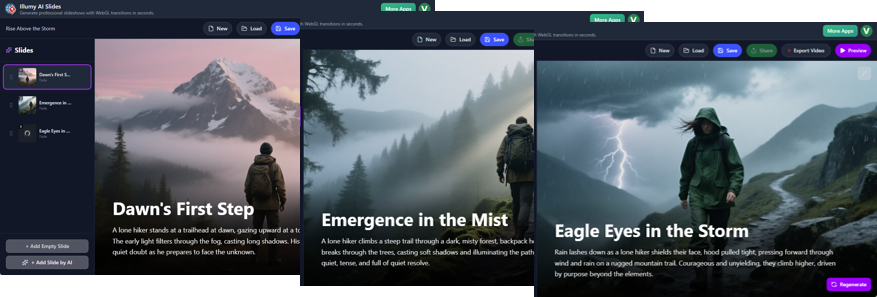 AI generated slides with distinct slide titles
