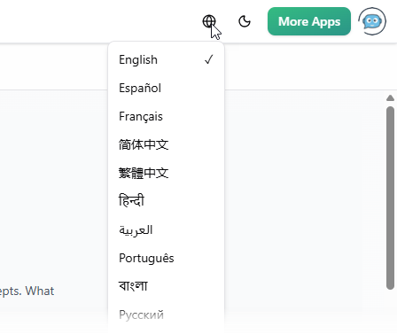 Visual Paradigm AI Chatbot's multiple language support - Switching to other languages