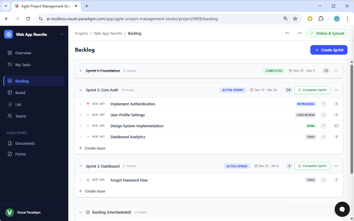 Visual Paradigm AI Powered Agile Project Management Studio 