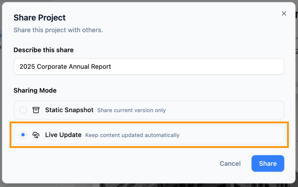 Select Live sharing option