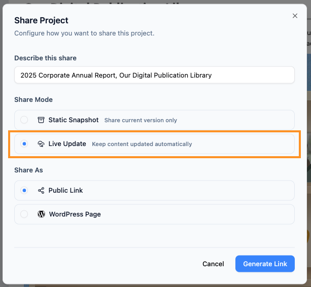 Select Live sharing option