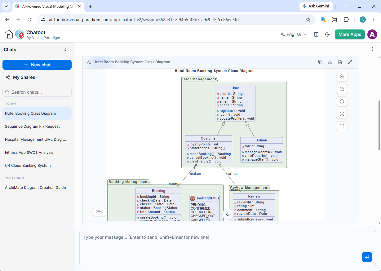 The screenshot of the new version of Visual Paradigm AI Diagram Chatbot