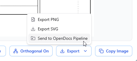 To send a diagram from VPasCode to OpenDocs Pipeline