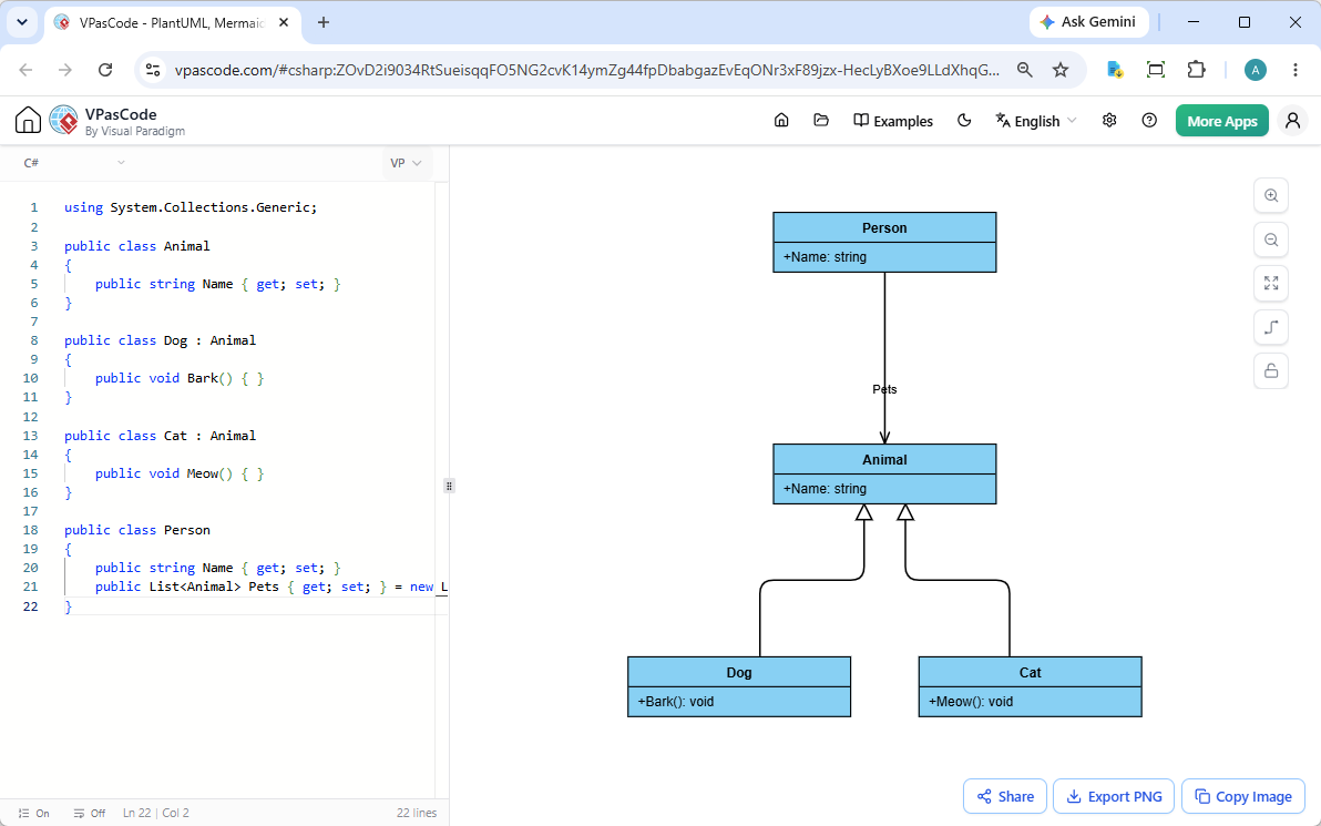 Editing C# with Visual Paradigm's VPasCode diagram-as-code editor