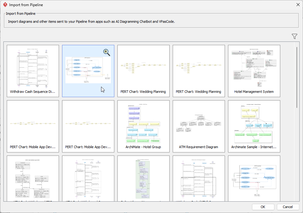 Going to import a use case diagram from Visual Paradigm Pipeline