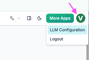 To open the LLM configuration window