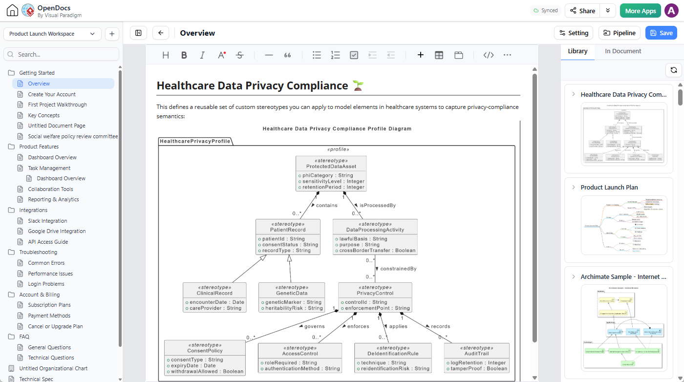 To edit a UML Profile Diagram in Visual Paradigm OpenDocs