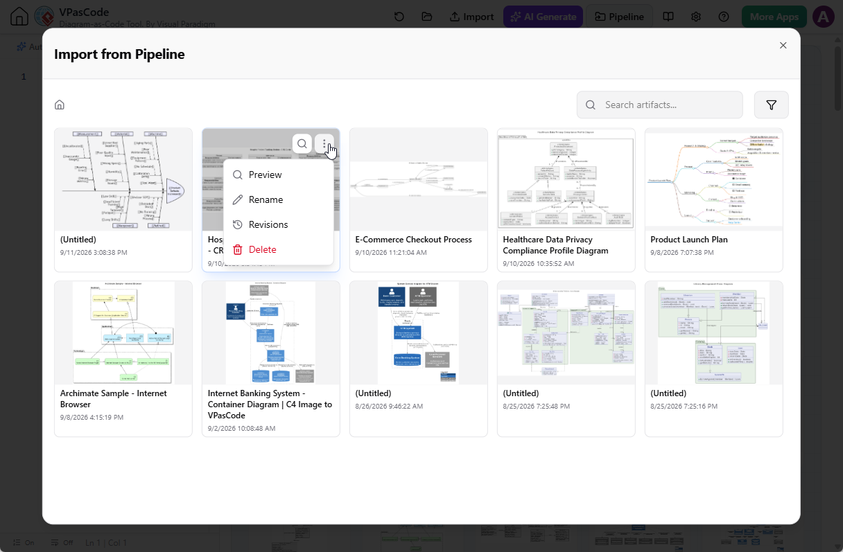 Visual Paradigm Pipeline UI