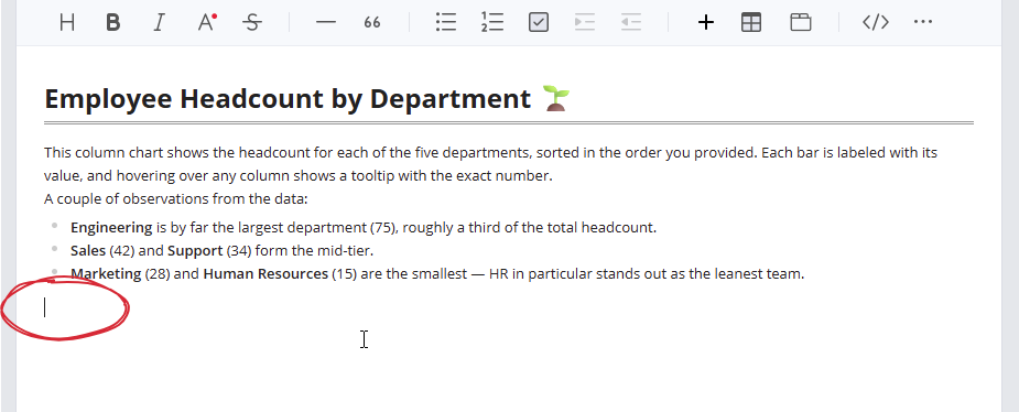 Placed a text cursor within an OpenDocs page
