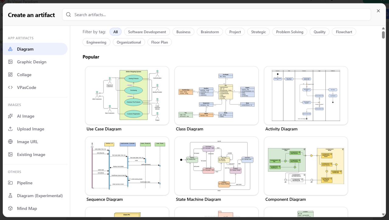 A rich collection of diagram types that can be embedded in OpenDocs