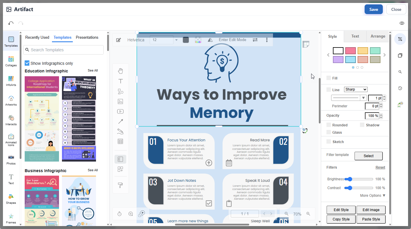 Designing an infographic with Visual Paradigm's graphic editor