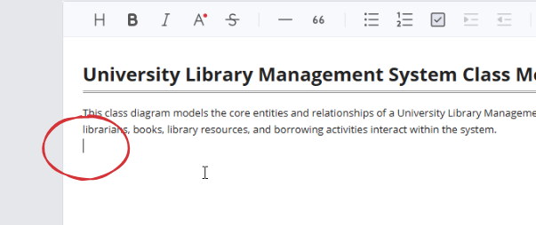 Placed a cursor inside an OpenDocs page, ready to insert a diagram there
