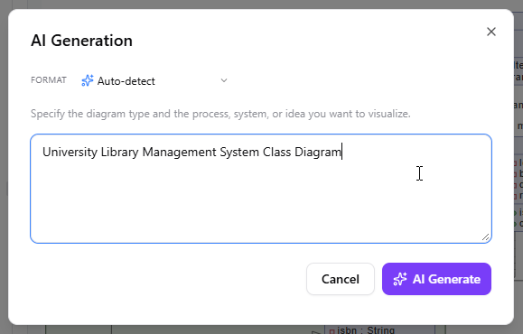 Generate diagram in Visual Paradigm VPasCode with AI