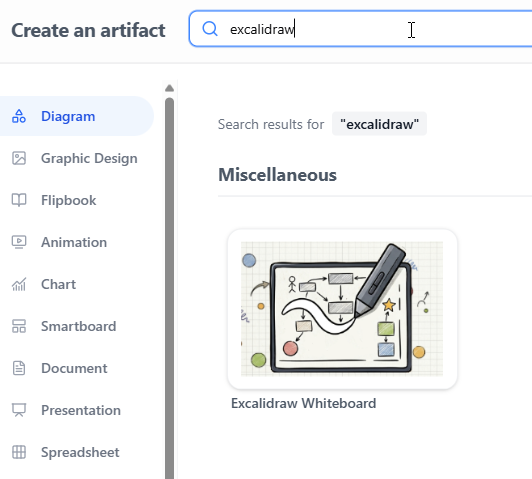 Search for the Excalidraw Whiteboard