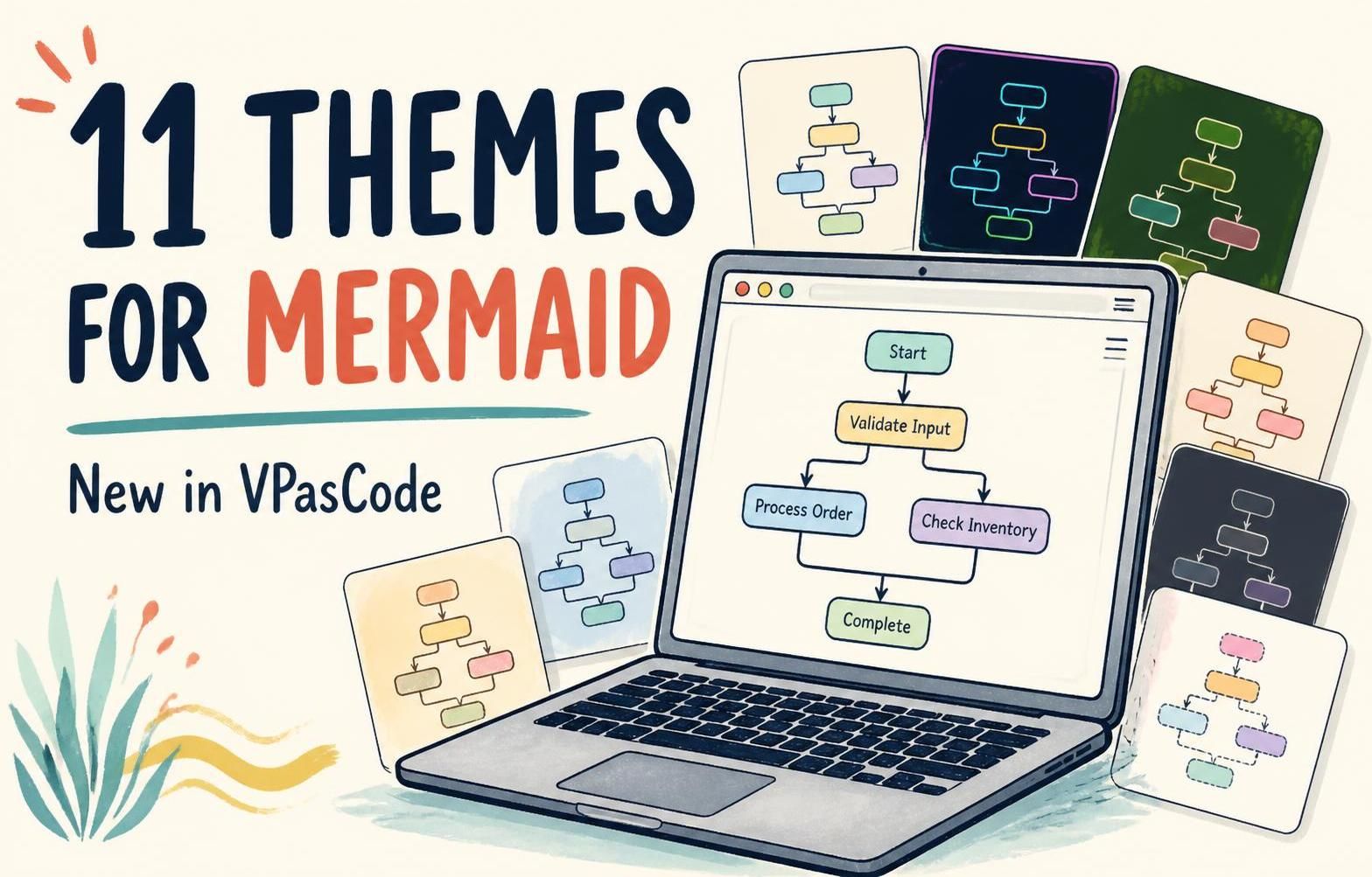 Explore 11 Mermaid diagram themes now available in Visual Paradigm VPasCode. Learn how to switch themes and choose a visual style for your diagrams.
