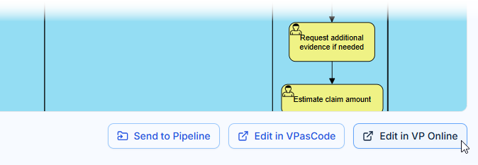 Going to edit a Business Process Diagram generated in the chatbot in Visual Paradigm Online