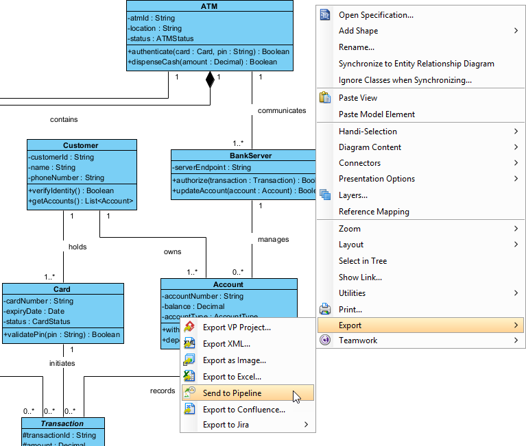 Visual Paradigm Desktop から図をパイプラインに送信する